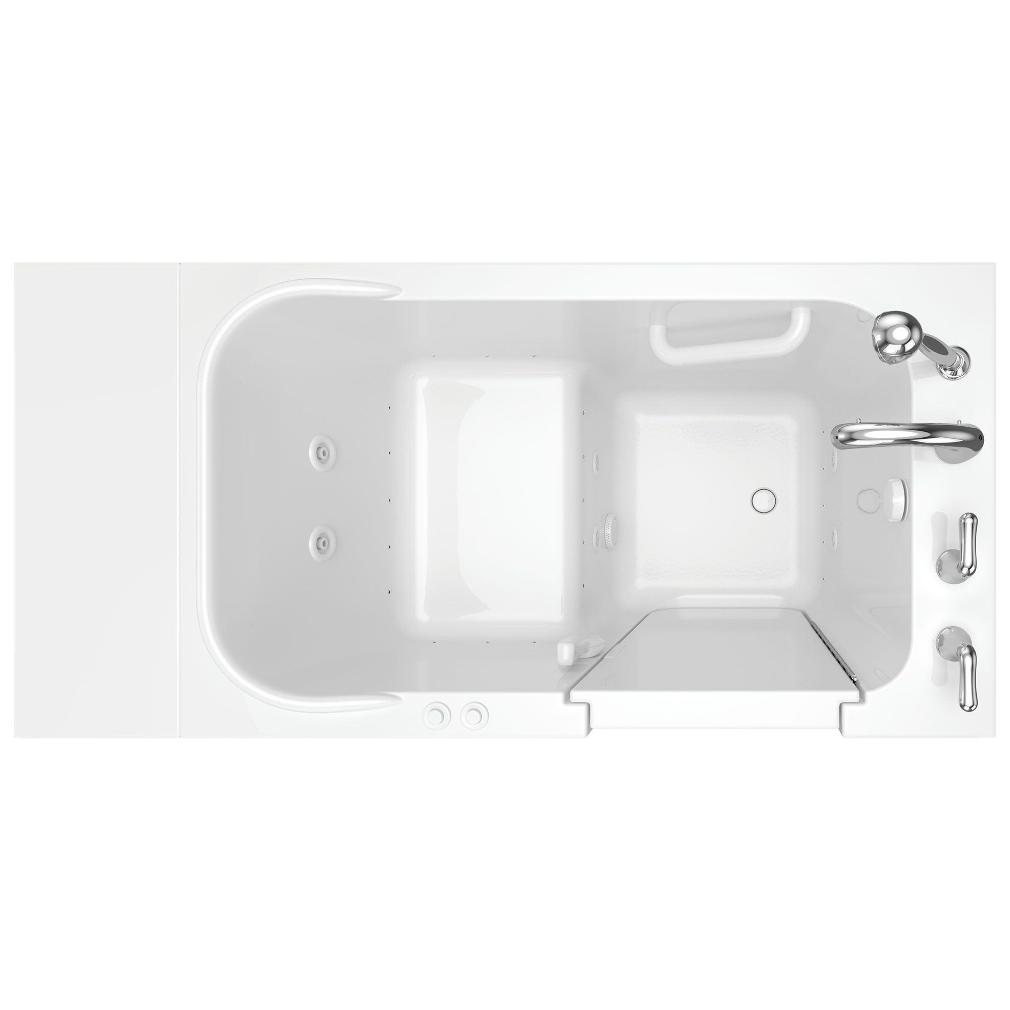 Gelcoat Entry Series 48 x 28 Inch Walk In Tub With Combination Air Spa and Whirlpool Systems - Right Hand Drain With Faucet WIB WHITE
